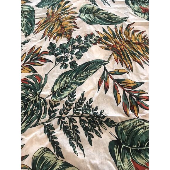 Yumi Day White Green Yellow Tropical Leaves Sun Midi Dress Cover Up Womens Sz L - Picture 10 of 11